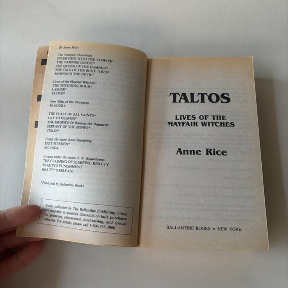 Taltos by Anne Rice Vintage Paperback '96 - Picture 5 of 5
